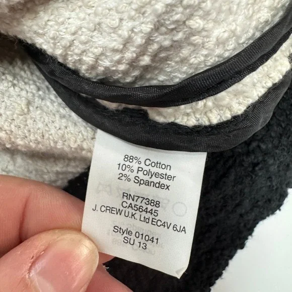 J Crew Jacket Womens Small Black White Colorblock Zip Front Boucle Parisian - Picture 5 of 8